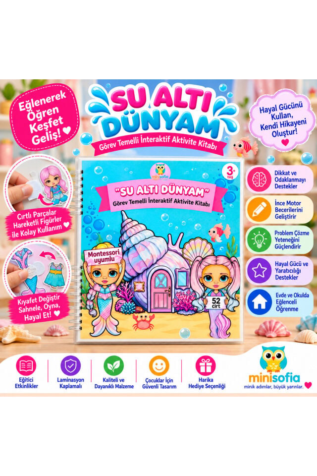Su Altı Dünyam İnteraktif Montessori Uyumlu Cırt Cırtlı Eğitici Aktivite&Oyun Kitabı