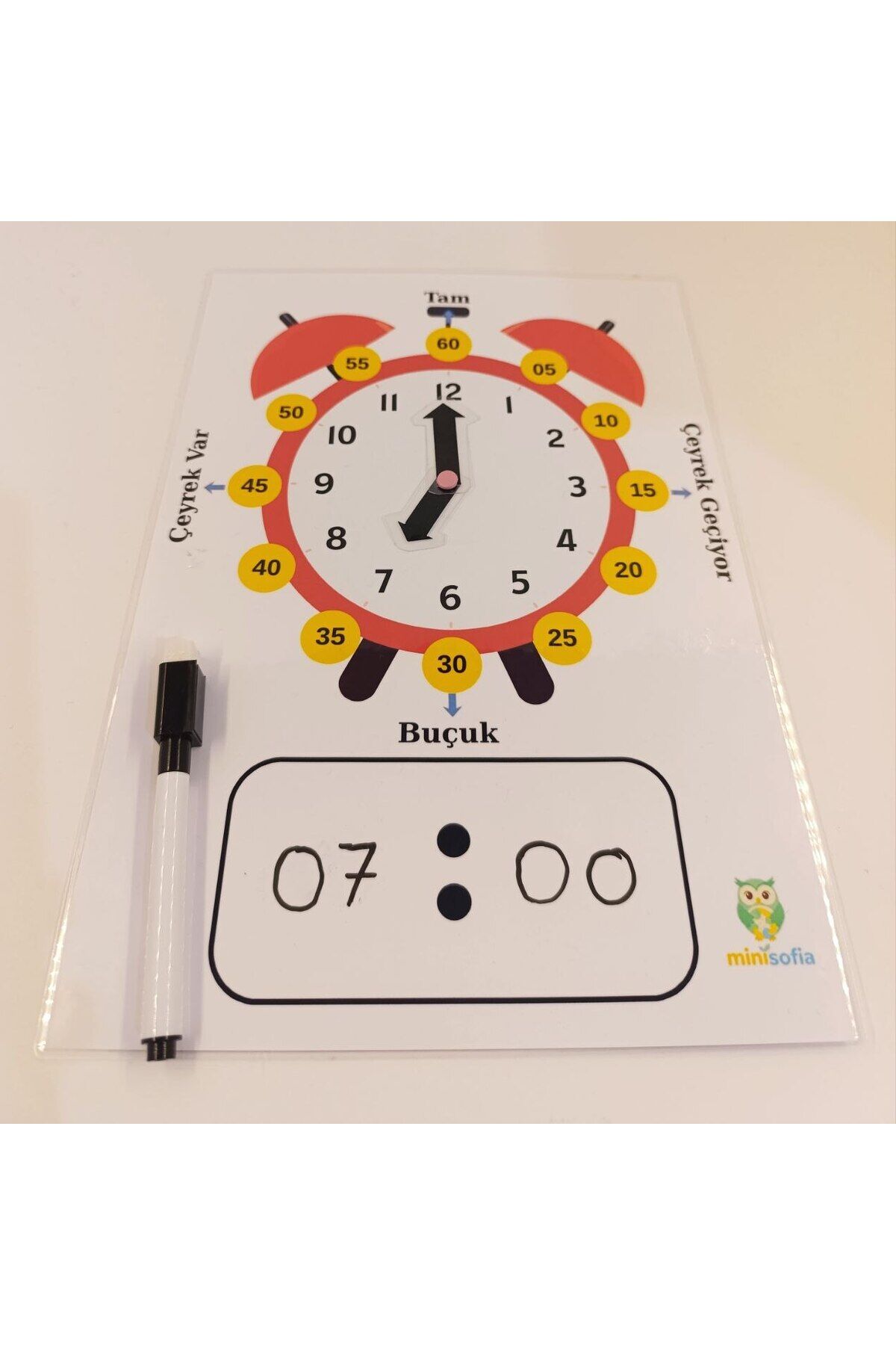 Yaz-Sil Analog ve Dijital Saat Eğitim Seti (Kalem Hediyeli)