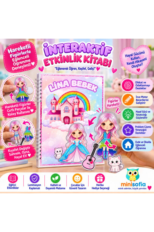 Lina Bebek Cırt Cırtlı İnteraktif Etkinlik Materyali- Eğitici ve Eğlenceli Sessiz Kitap (Quiet Book)
