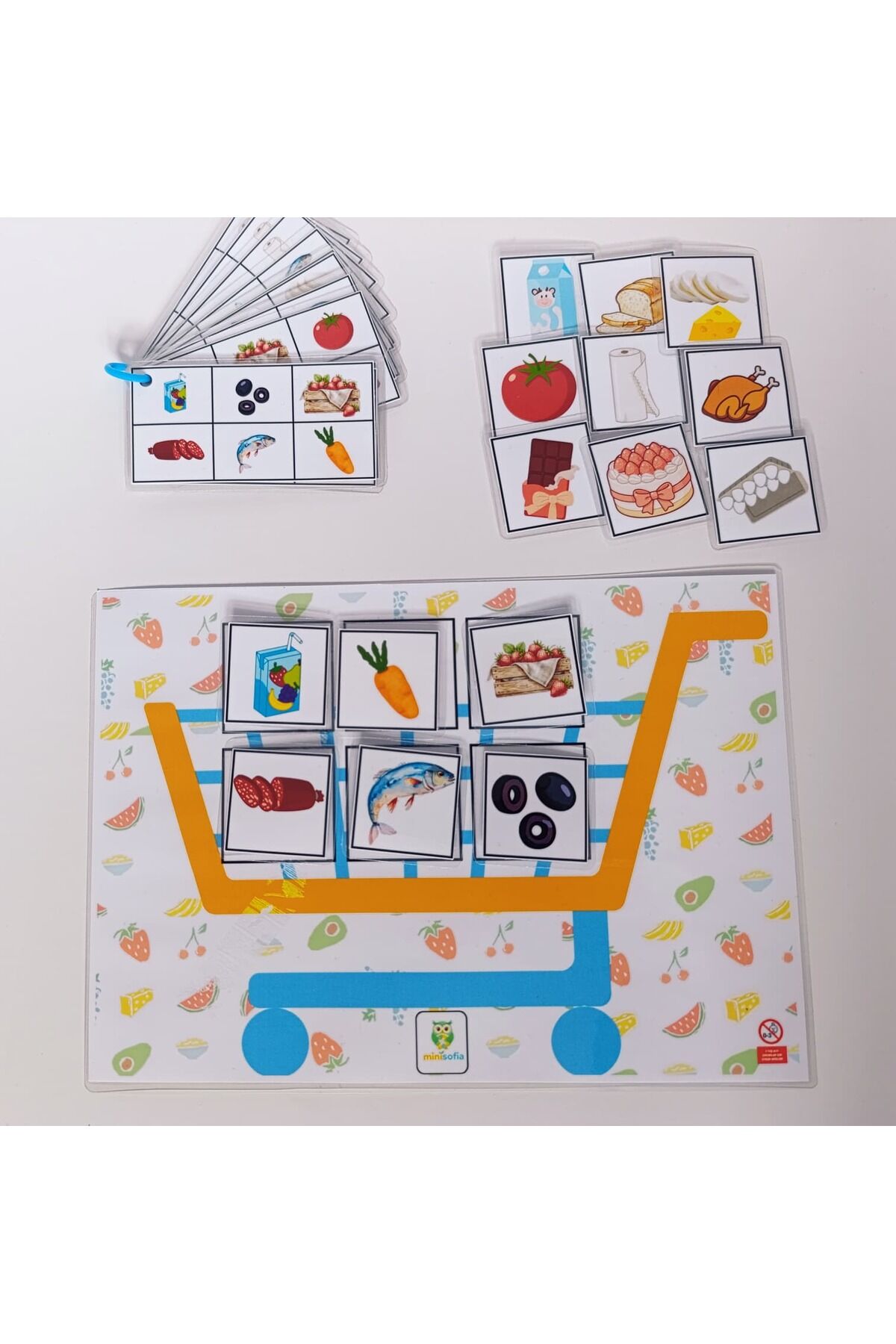 Montessori Cırt Cırtlı Alışveriş Sepeti Eşleştirme ve Hafıza Oyunu