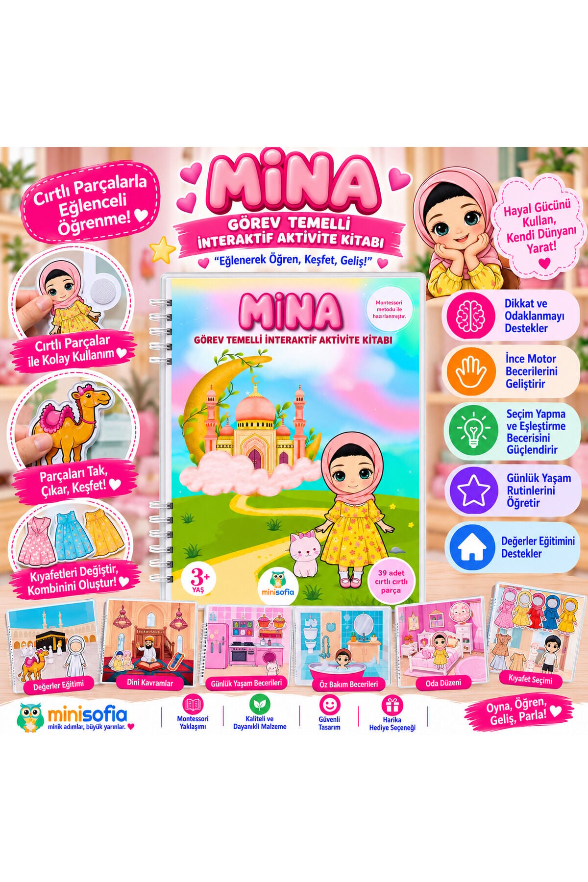 Mina İle İnteraktif Yolculuk Cırt Cırtlı Eğitici Değerler Eğitimi Aktivite Materyali