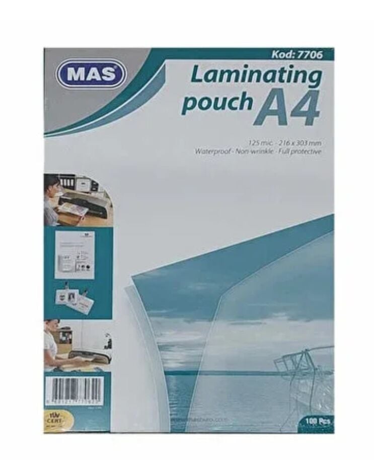 MAS Laminasyon Filmi A4 125 Micron 100lü Paket (7706)